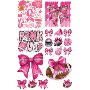 PINK OUT FOOTBALL (1) PREMADE GANGSHEET  - 22X36  DTF TRANSFERS - DIRECT TO FILM