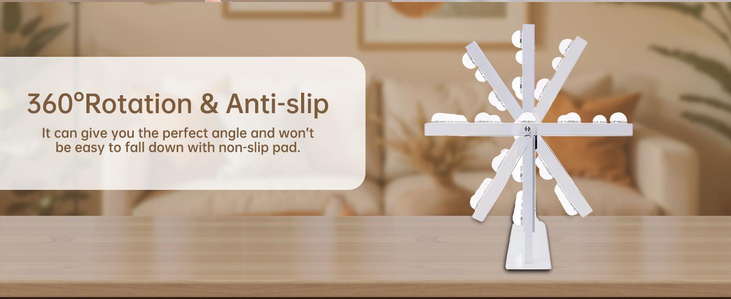 Amifiy Hollywood Vanity Mirror with Lights, 10x Magnifying, 12 LED Bulbs, 3 Color Lights and 360° Rotation, 14" x 19" Desk Lighted Makeup Mirror for Bedroom Dresser College Dorm