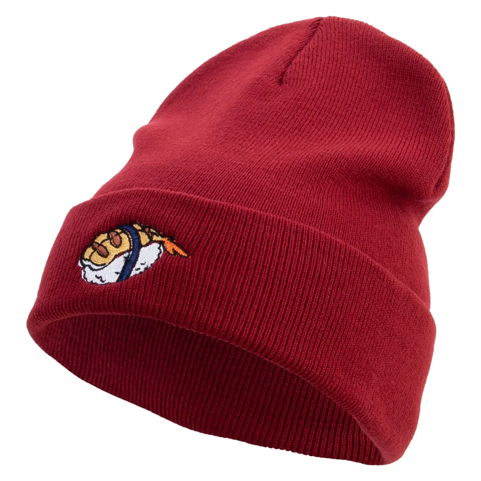 Japanese Food Embroidered 12 Inch Long Knitted Beanie
