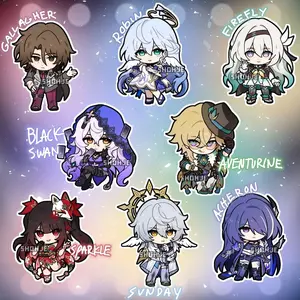 HONKAI STAR RAIL penacony keychain charms - sunday gallagher robin firefly black swan aventurine sparkle acheron