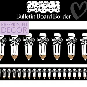 Pretty Pencils Classic Black and White Bulletin Board Border | Simply Sweet