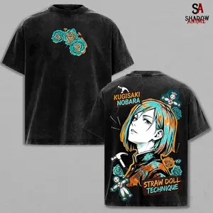 Nobara Kugisaki Tee Washed – Jujutsu Kaisen Washed Anime Manga T-Shirt, Minimal Washed Straw Doll Technique Graphic Tee, Unisex Oversized Streetwear Shirt, Sharp Attitude Anime Aesthetic Tee, Gift for JJK Fans