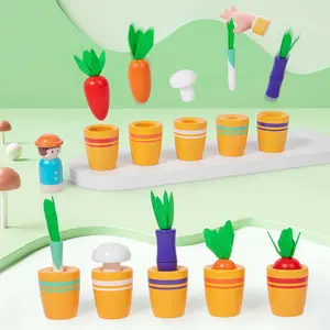 Wooden Flower Pot Matching Game Set, Early Education Color Shape Recognition, Parent-Child Interaction, Stem Learning Tool, Ideal Gift
