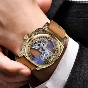 Forsining Brand Vintage Carved Hollow Automatic Mechanical Watch, Classic Design & Mechanical Aesthetics, Men's Luxury Timepiece