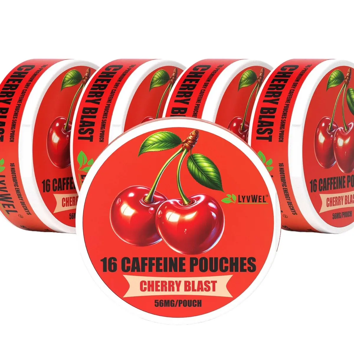 LyvWel Energy Pouches (5 Pack) (56mg & 72mg fuel/pouch) energy Decky + lip pillow+ pre-workout+caffeine pouches +nootropics+coffee+energy pouches
