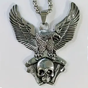 1-Piece Hip Hop Eagle Wing Pendant Necklace - Alloy & Stainless Steel Men's Jewelry with Urban Street Style, Bold Design Perfect for Daily Fashion Wear and Special Gift Giving Occasions