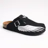 MEN'S Mule Shoes, Slip On Mules, Streetwear Mules, slip-on shoe Cowhide Leather Upper, Embroidered Design Textured Design clogs shoes, Casual Style, Rubber Sole, Spring & Fall Footwear