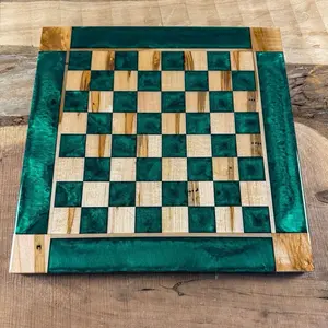 Emerald Green Maple Wood Chess Board (INCLUDES PIECES) Emerald Green Maple Wood Chess Board (INCLUDES PIECES)