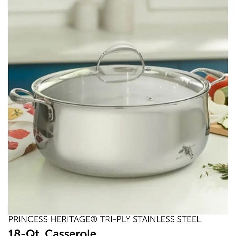 Princess Heritage 18qt Tri-Ply Stainless Steel Casserole with Lid️