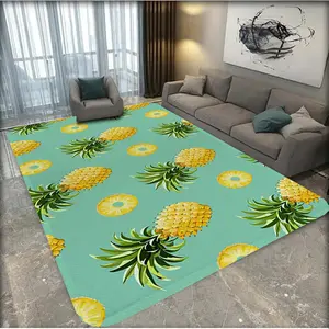 1 pineapple themed carpet, Soft area rug, soft and absorbent, anti slip and wear-resistant, with good elasticity, suitable for living rooms, bedrooms, and other home decor, outdoor decoration, durable and washable, can be used as a pet mat