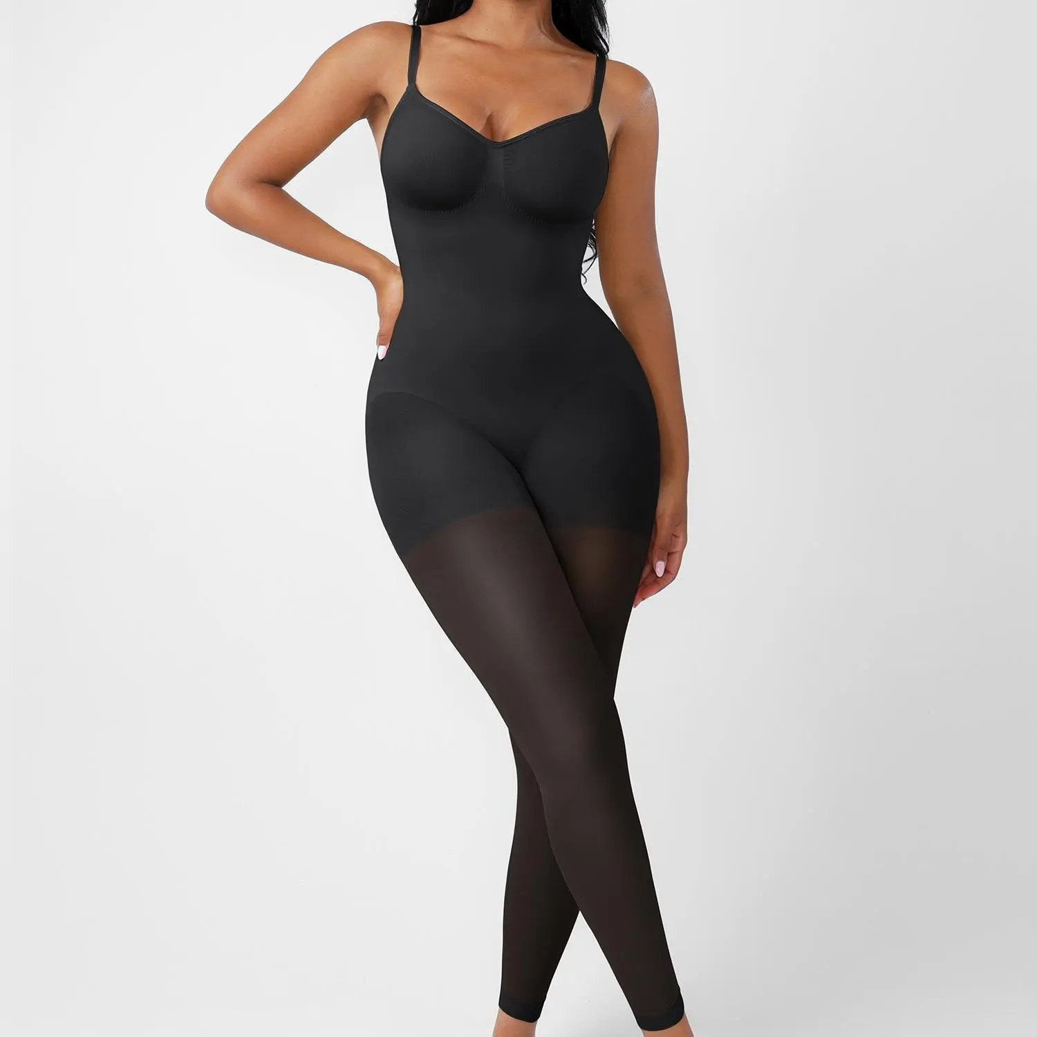 FeelinGirl #Live Stocking Shapewear for Women Seamless Tummy Control Bodysuit Butt Lifting Compression Capri Leggings Breathable No Roll Down