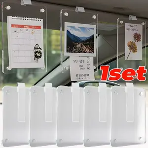 Car Visor Clip Universal Magnetic Acrylic Photo Clip Card Tissue Diy Double Sided Transparent Clips Fastener Interior Storage