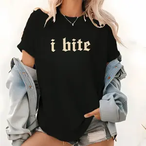 Gothic I Bite Shirt, Funny Girls T-shirt, Sarcastic Women Graphic Tee, Meme Clothing, Humor Outfits, Funny Gift For Her