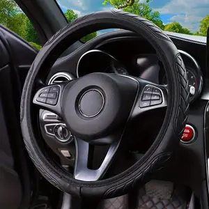 Car Steering Wheel Cover, PU Leather Car Steering Wheel Cover, Elastic Band Anti-slip Protective Case, Auto Interior Accessories