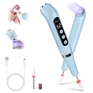 2 in 1 Nail Drill Cordless with UV Nail Lamp Professional Electric Nail Drill Set, 5 Speed Electric Nail File, Portable Electric Nail Art Kit for Women Pets Nail Grinder Manicure Nail Care Acrylic Cutics electric footfile