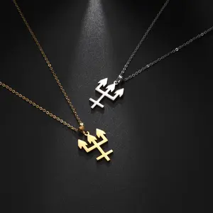 Cazador Trident Inverted Cross Pendant Necklace For Women Men Stainless Steel Chain Necklaces Jewelry Acero Joyeria New 2026