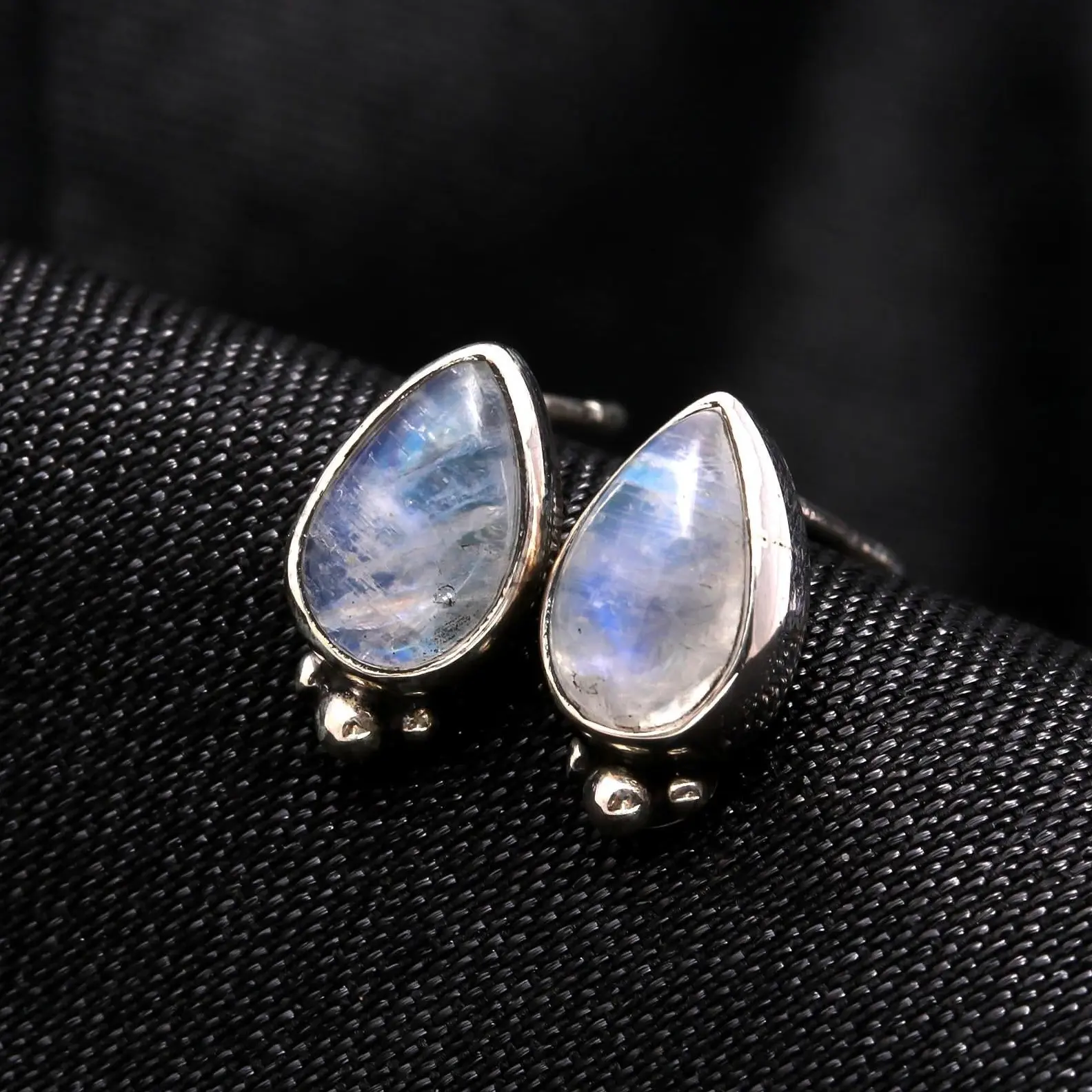925 Sterling Silver Teardrop Moonstone Stud Earrings, Natural Stone