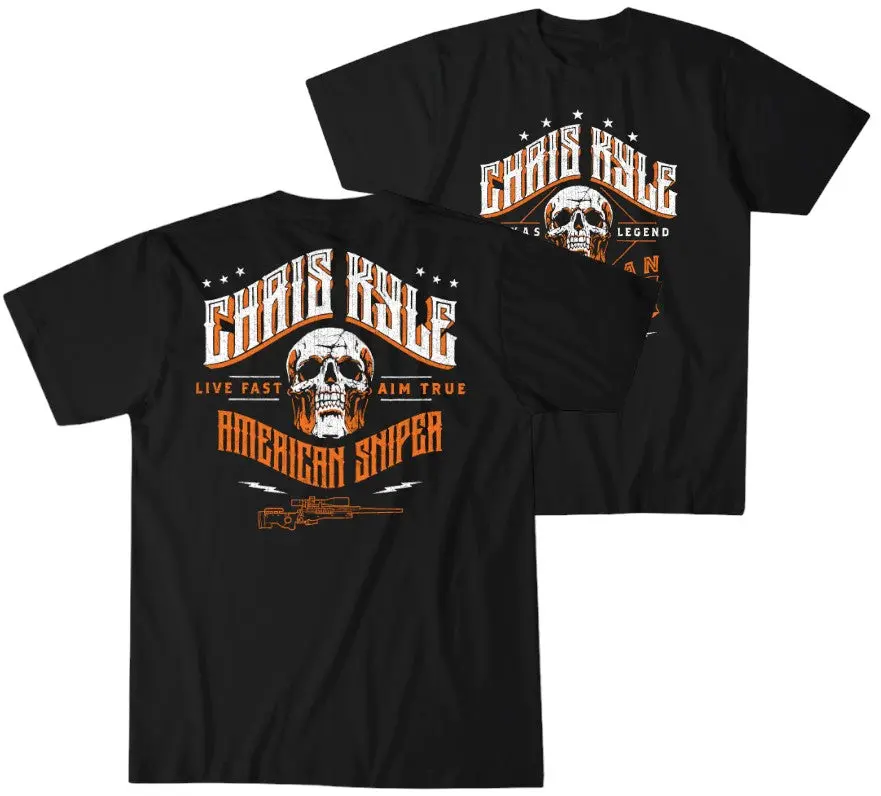 Howitzer Menswear Chris Kyle "True" Original Patriotic Military Graphic T-Shirt - Men's 100% Cotton Crew Neck Short Sleeve Casual Tops, Hand-Drawn Art, All Seasons, Charity Support, American Heroes, Machine Washable, CV5405 CK True, 2XL, 3XL
