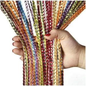 2Pcs Curtain Beads Room Divider Crystal Tassel Fringe Beaded Window Panel String Door