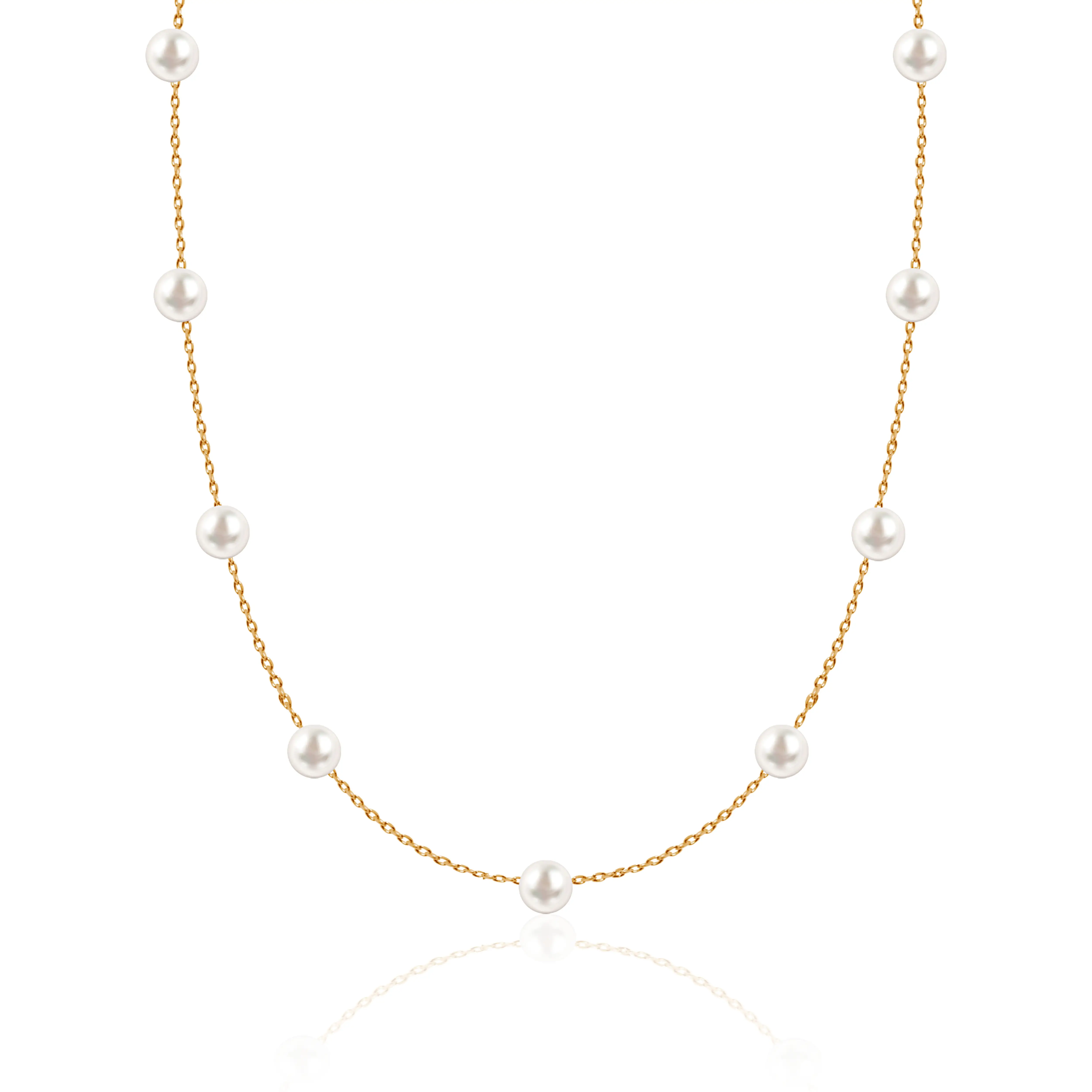 Perlvoya Genuine Pearl Dewdrop Necklace, Water Proof Jewelry, 5-6mm AAA Grade Freshwater Pearl, 18k Gold PVD Coating Stainless Steel, Adjustable Chain
