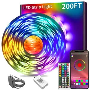 200FT 100FT 50FT LED strip app controls music sync color changing RGB lights timed switch suitable for bedroom home decoration party games