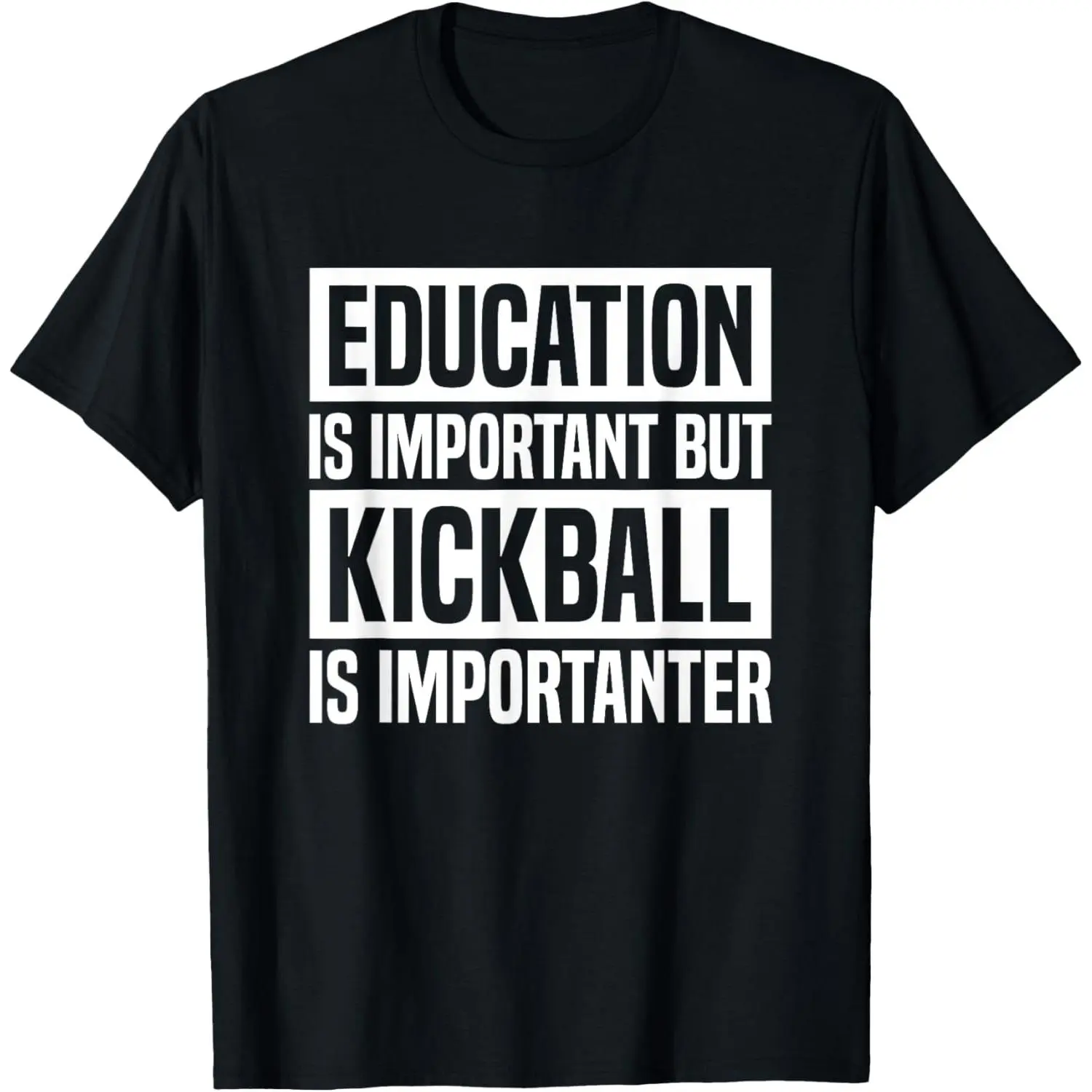 Women's 100% Cotton Round Neck Shortsleeve Graphic T-Shirt - Casual Everyday Kickball Team Apparel with "Education Is Important But Kickball Is Importanter" Print, Unisex-Adult Black Vintage Top, Graphic Print, Playful Look