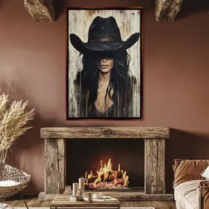 Black-Haired Cowgirl Western Wall Decor Poster Print, Unframed, Ready to Hang,  Wall Art