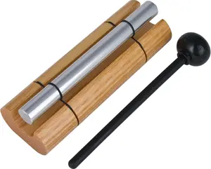 Woodstock Wind Chimes Zenergy Solo Hand Chime 7" Cherry Ash Wood with Silver Polished Aluminum Rod & Mallet for Meditation, Yoga, and Mindfulness