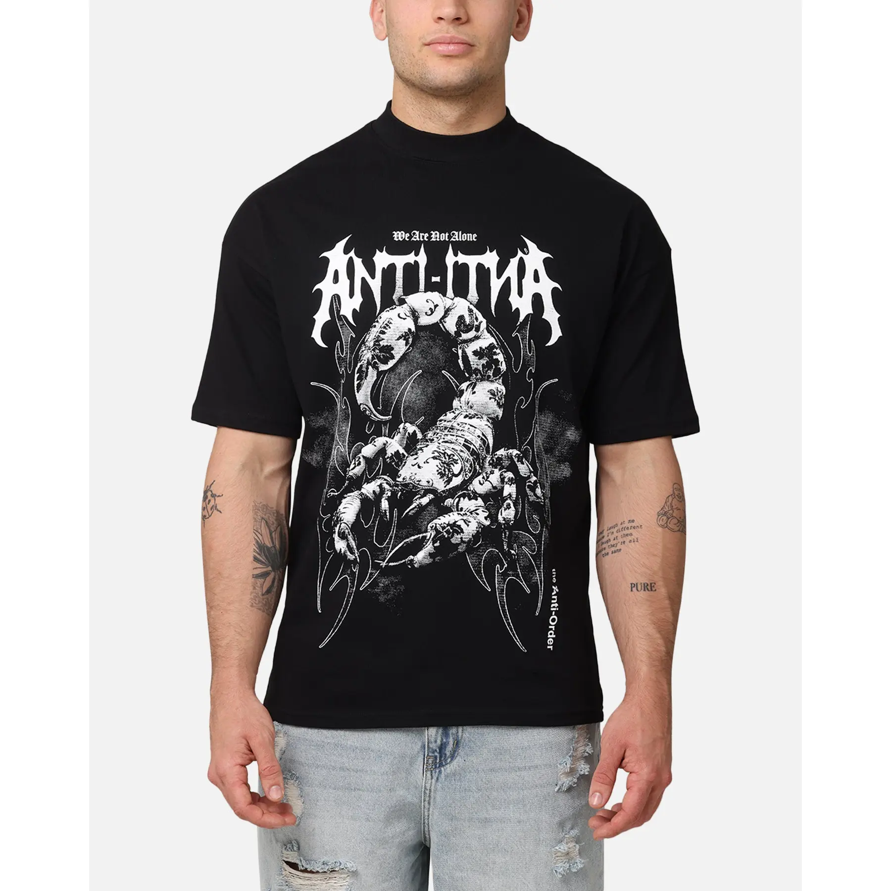 The Anti Order Invasion Mock Neck T-Shirt Black