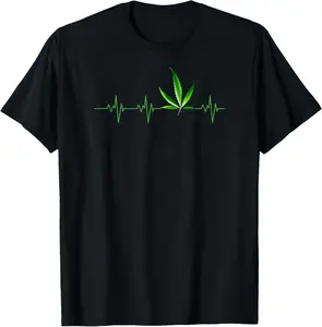 100% Cotton Weed Shirts for Men & Women Marijuana Leaf Heartbeat Gift T-Shirt