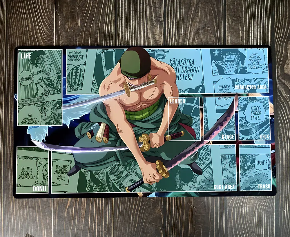 Roronoa Zoro Anime TCG Playmat Gaming Desk Mat OP Mousepad, Trading Card Game Mat – FASTSHIPPING