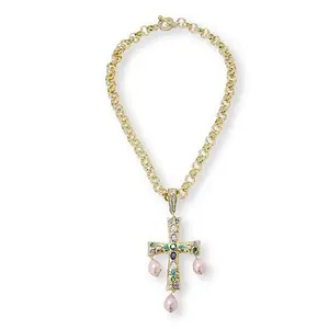 Heidi Daus Grand Cross Magnetic Pendant with Rolo Chain Necklace