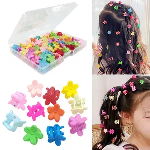 50Pcs Assorted Colors Mini Flower Hair Clips & Mini Hair Claws, Decorative Tiny Hair Clips for Baby Toddler Girls Bun Hair Decoration (Floral)