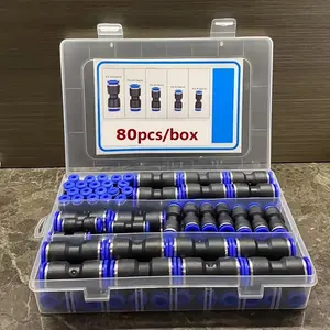 80pcs Quick Connect Air Hose Fittings Kit, Metal Push-To-Connect Pneumatic Connectors, Universal Thread, Leak-Resistant, Easy Installation, Hardware, Hose Adapter Set