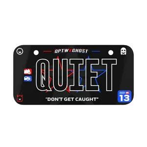 [SALE 50%] Quiet Racing Club x Ghost Ghost Red Blue Quiet Stars Motorcycle License Plate 6 x 3 Aluminum Lightwe License Plate Americas in Old School Camo Bottomland White Black H