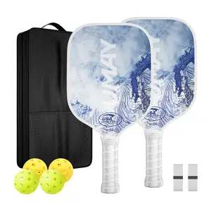 Umay Pickleball Paddle Set – USAPA Certified, 3K Carbon Fiber Single Paddle with 16mm PP Honeycomb Core, Pro 8 oz Racket with Cover & Grip, or Fiberglass Double Paddle Set with 4 Indoor/Outdoor Balls, 2 Overgrips & 1 Carrying Case