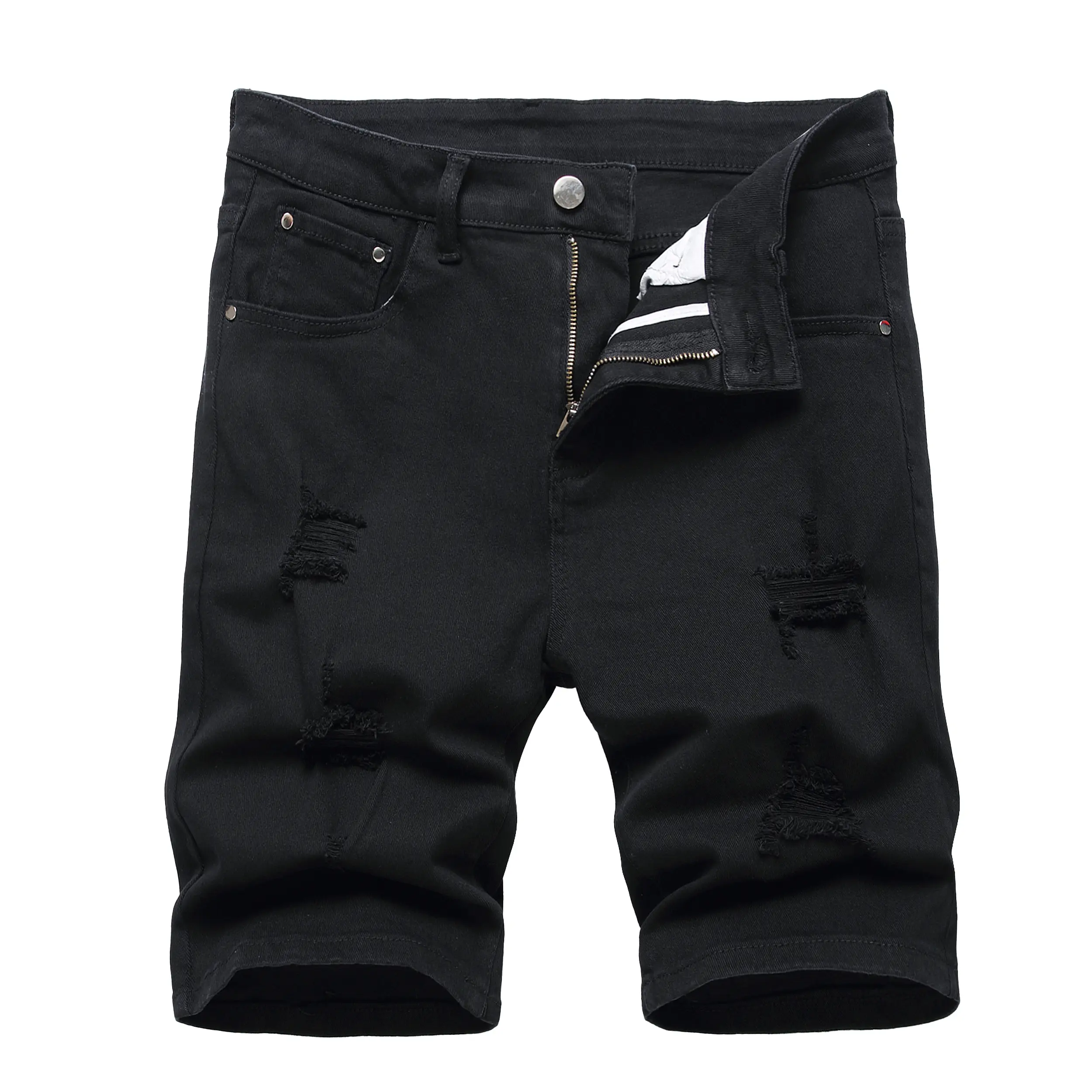 JUNBAOSS Men's Slim Fit Stretch Denim Shorts Ripped Skinny Jean Shorts for Men, Fashion Straight Comfort Flex Waist Short Jean