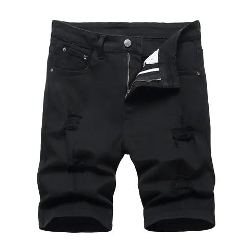 JUNBAOSS Men's Slim Fit Stretch Denim Shorts Ripped Skinny Jean Shorts for Men, Fashion Straight Comfort Flex Waist Short Jean