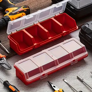 Screw Organizer Box with Lids, 4 Compartments Tool Bin Divider, Small Parts Storage Organizer, Sorting Screw Toolbox Case for Garage