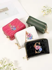 Fashionable Letter Pattern Zipper Around Card Storage Bag, Simple Casual Multi Card Slot Card Holder Organizer, Fashionable Zipper Around Coin Wallet, Credit Card Organizer