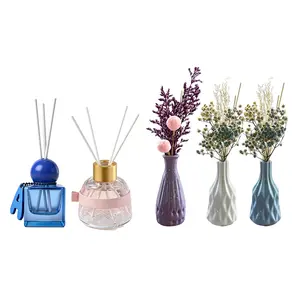 5Pcs Reed Diffuser, For Bathroom Accessories Shelf Decor & Air Fresheners- Fragrance for Up to 90 Days - Reusable, Refillable Glass Holder -Natural Reed Sticks