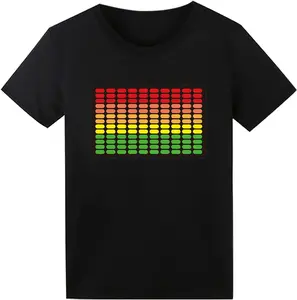 t-shirt LED T Shirt Sound Activated Light Up Rave Shirts Glow in The Dark for Party Black mens t shirt，black，women，funny，misfits，men，journey