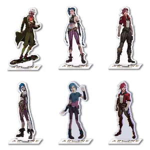 Arcane S2 League Of Legends Jinx Figure Acrylic Stand Model Vi Figurine ekko Figma Standee Desktop Display Decoration Standing