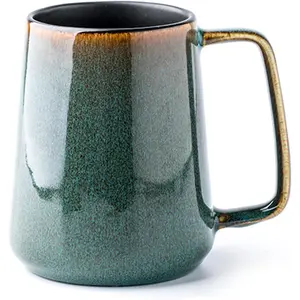 Large 24oz Ceramics Coffee Mugs Large Handle Design Extra Large Tea Coffee Cup for Office Home Microwave Dishwasher Safe (Green)