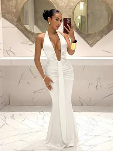 2025 New Elegant Deep V-Neck Mermaid Dress, Suitable For Party, Birthday, Bar, Nightclub, Valentine's Day, Halloween, Christmas - Brown ,Summer Dress,Spring Dresses For Women
