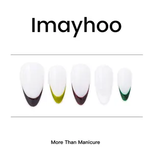 Imayhoo Handmade Acrylic Press On Nails Almond Short Nail Simplicty French Nail 10pcs OMDXX018- Nail Care, Nail Art short  fake