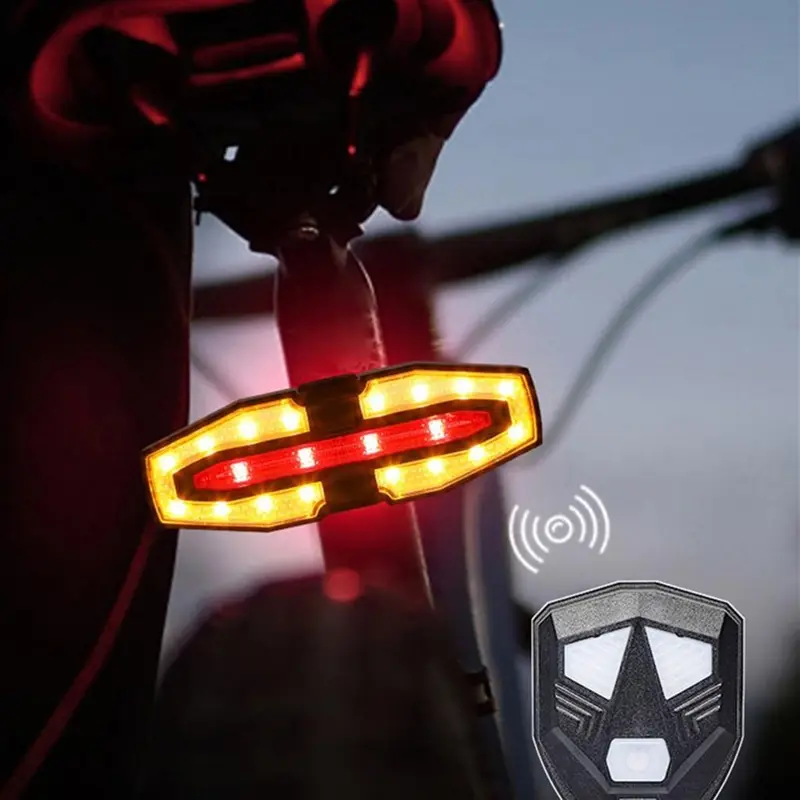 XTAUTO Compact Adult LED Bicycle Taillight - Father's Day Gift, Type-C & Solar Charging, Remote-Controllable, Easy-Install Rubber Strap, Multiple Signals (Including Left Turn), DIBMS Rechargeable, IPX5 Waterproof, Flashing Red Cycling Lights & Reflectors,