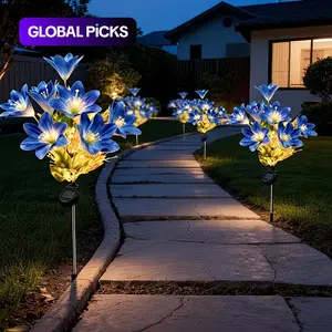 Solar Lily Lights Outdoor Garden Lawn Flower Lamp, Smart Light Sensor, Romantic Wedding Decoration, Suitable for Yard, Fence, Party, Garden, Outdoor Pathway Lighting, Solar Landscape Lights, Solar Post Lights #GLOBAL PICKS