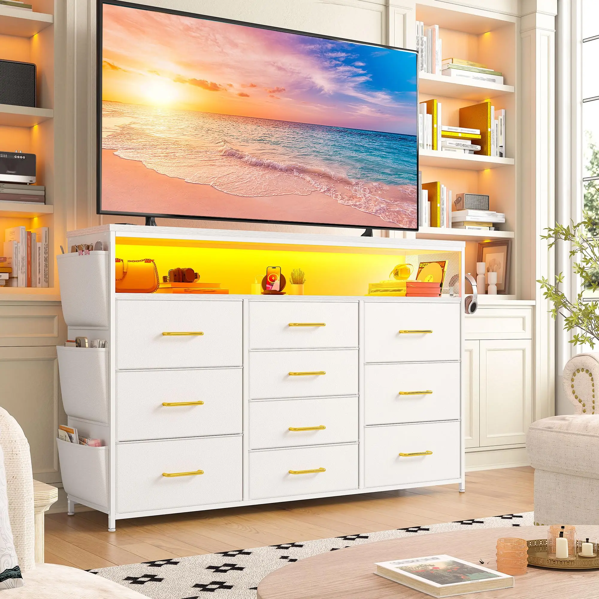 White-10 Drawer(LED&Power Outlet)