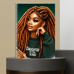 24. Women Character with Scripture Lined Paper Hard Cover Matte Journal Spiral Notebook for Devotional Prayer Bible Study & Sermon Notes